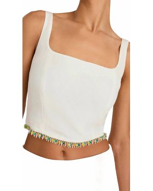 Amanda Uprichard Jace Fringe Beaded Top - White