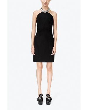 Area Crystal Halter Dress - Black
