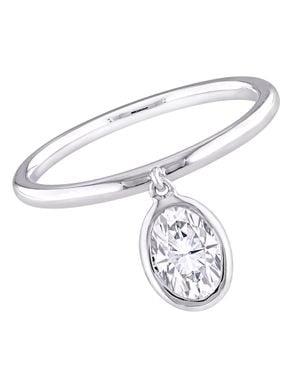 Eternally Yours 1Ct Dew Created Moissanite Drop Pendant Ring Sterling - Metallic