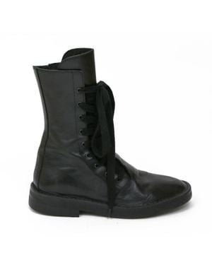 Ann Demeulemeester Leather Combat Boots - Black