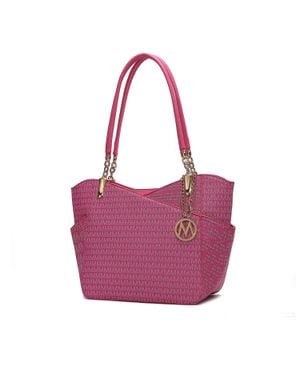 MKF Jules M Logo Printed Vegan Leather Tote Bag - Purple