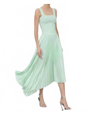 Alice + Olivia Jenara Asymmetrical Pleated Midi Skirt - Green