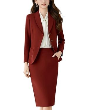 FLORIDA CLOTHING 2Pc Jacket & Skirt Set - Red