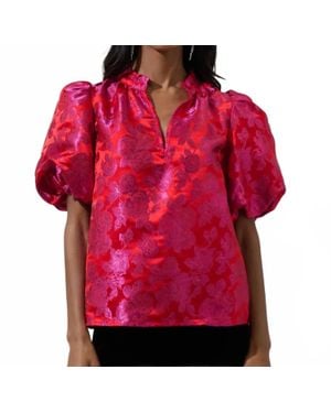 Sugarlips Duson Floral Jacquard Top - Red