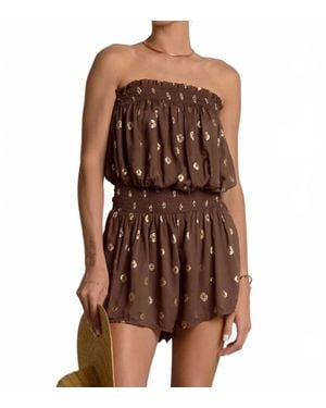 Elan Strapless Romper - Brown