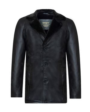 Infinity Leather Reefer Blazer Jacket -Pablo - Black
