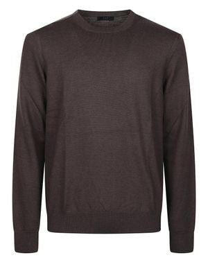Fay Fine-Knit Crewneck Virgin Wool Sweatshirt - Gray