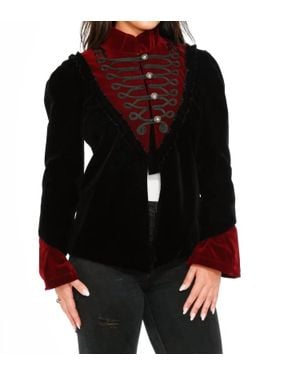 Orchid Bloom Gothic Velvet Jacket - Black