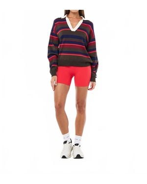 P.E Nation Retreat Collar Knit Top - Red