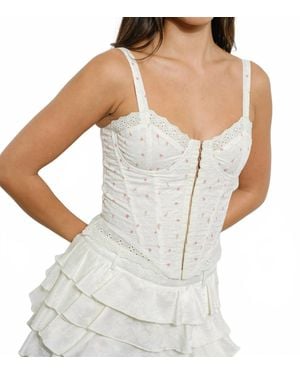 Pretty Garbage Eyelet Corset Top - White