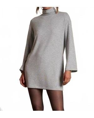 PERFECTWHITETEE Anette Brushed Sweater Mock Neck Dress - Gray