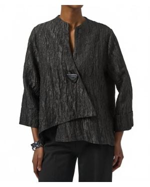 Joseph Ribkoff Textured Asymmetric Swing Jacket - Black
