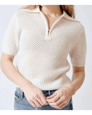 White + Warren Cashmere Mesh Polo - White