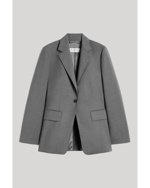 Max Mara Single-Breasted Woolen Cloth Blazer - Gray