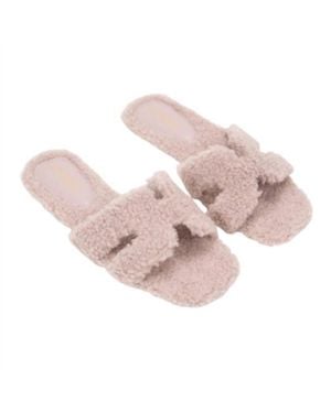 Ccocci Fur H-Shaped Slide - Pink