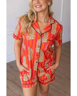 MOON RYDER Wild Night Pajama Short Set - Red