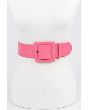 Fashnzfab Faux Leather Wide Waist Belt - Pink