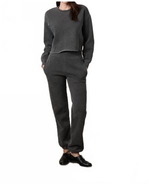 NSF Simone Paneled Cropped Crewneck Sweatshirt - Black