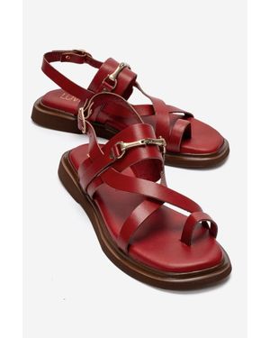 Forever & Always Shoes Fabiana Leather Thong Sandal - Red