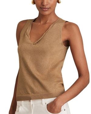 Reiss Sia Metallic Top - Brown