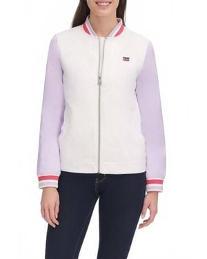 Levi's Color Block Poly Satin Retro Bomber Jacket - White
