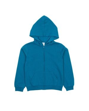 Leveret Zippered Hooded Sweatshirt for Girls - Blue