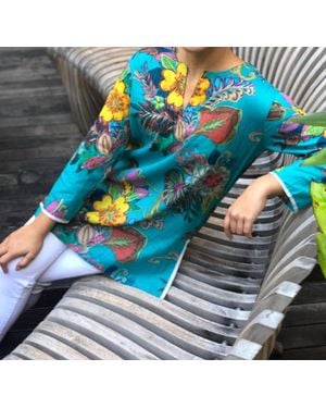 KikiSol Fiji Long Sleeve Tunic - Blue