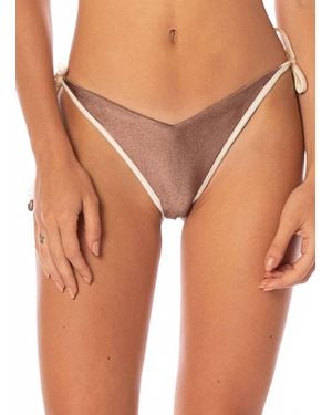 Maaji Reversible Dreamscape Low Rise Strap Bikini Bottom - Brown