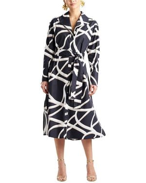 Natori Spiral Taffeta Oversized Shirtdress - White
