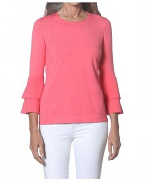 J'Envie/Eli Flounce Sleeve Top - Red