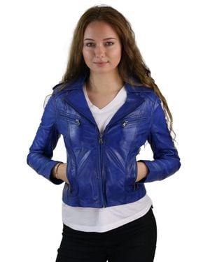 TruClothing Leather Biker Jacket - Blue