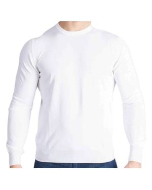 Paolo Fiorillo Long-Sleeve Crew Neck Sweater With Ribbed Cuffs - White