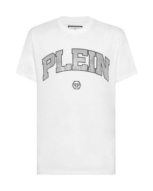 Philipp Plein Graphic Print Cotton T-Shirt With Crew Neckline - Gray
