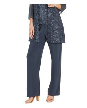 R & M Richards Lace 3 Piece Evening Pant Set - Blue