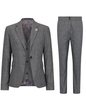 Oliver Tweed Infinity Leather Three-Piece Tailored Fit Suit - Gray