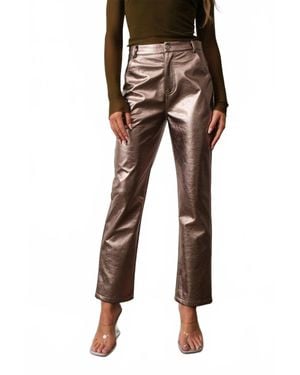 Pretty Garbage Faux Leather Metallic Pant - Black
