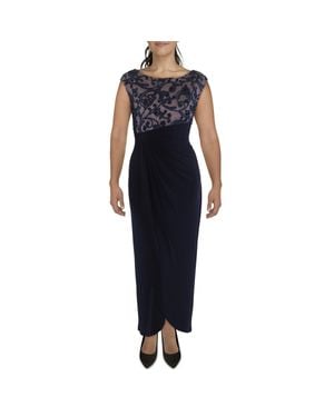 Connected Apparel Soutache Long Evening Dress - Blue