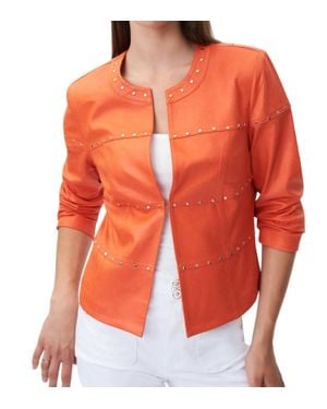 Joseph Ribkoff Suede Studded Jacket - Orange