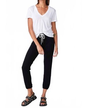 Monrow Relaxed V Neck Tee - Black