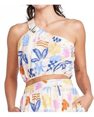 Self Contrast Nala Single Shoulder Tank Top - Blue