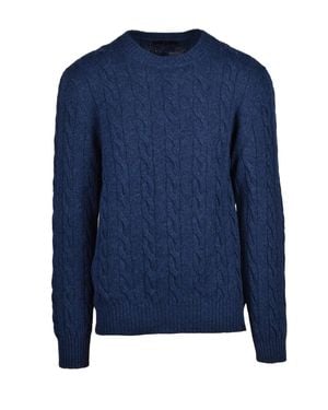 Fay Virgin Wool Crewneck Sweater - Blue