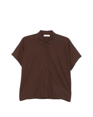 Zanone Cropped Relaxed Fit Polo Shirt - Brown
