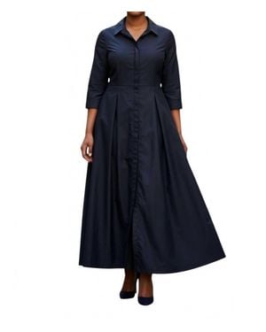 Bigio Collection Button Up Maxi Shirtdress - Blue