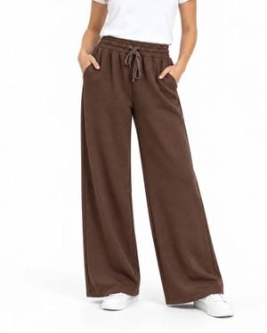 Zenana Scuba Wide Leg Pants - Brown