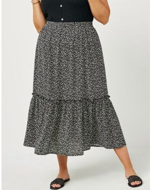 Hayden LA Dotted Tiered Midi Skirt - Gray