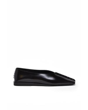 Jil Sander Leather Square Flats - Black