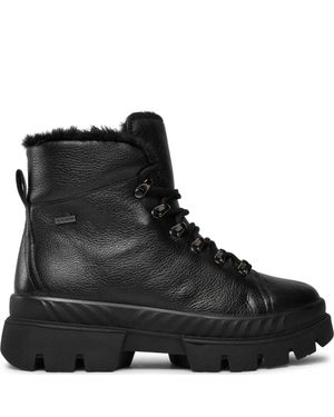 Ara Mood Insulated Lugged Sole Leather Ankle Boots - Black