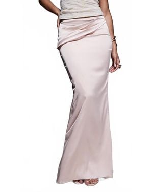 Oh Polly Kelda Drape Maxi Skirt - Pink