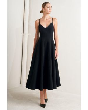 TRUEDAMES Pure Intention Woven Midi Dress - Black