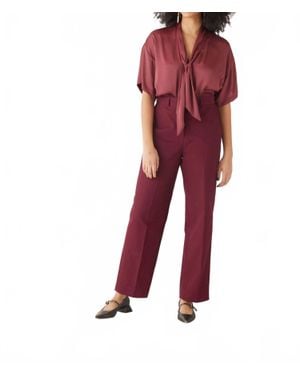 RoseVelvet Piper Cotton Twill Full Length Pants - Red